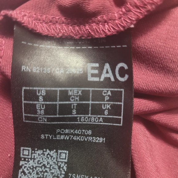 Guess Women's Burgundy V-Neck Dress Front Overlap Size S/CH - Picture 6 of 7